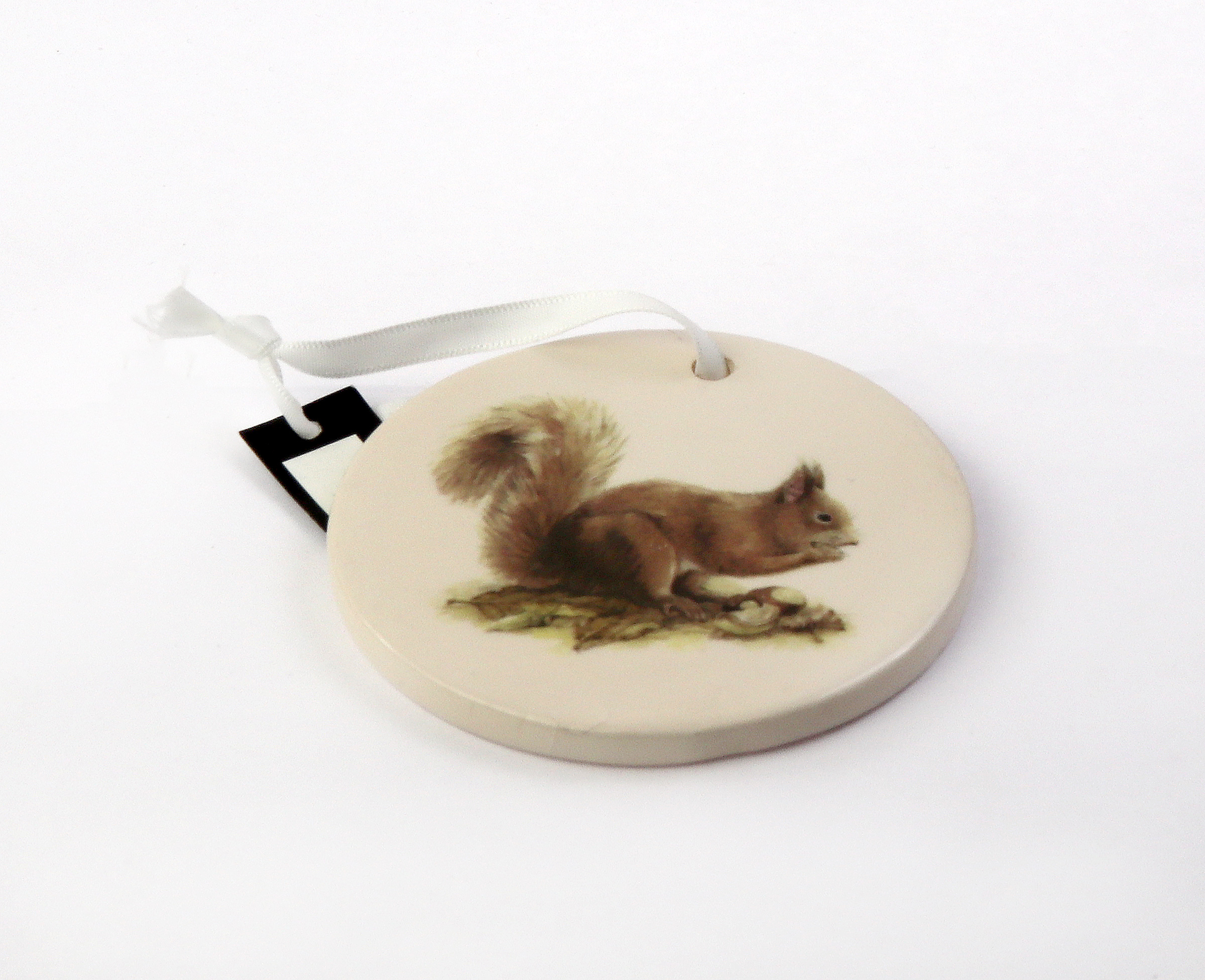 Decoratiune Craciun - Porcelain Disk on String-Squirrel, 8cm | Drescher