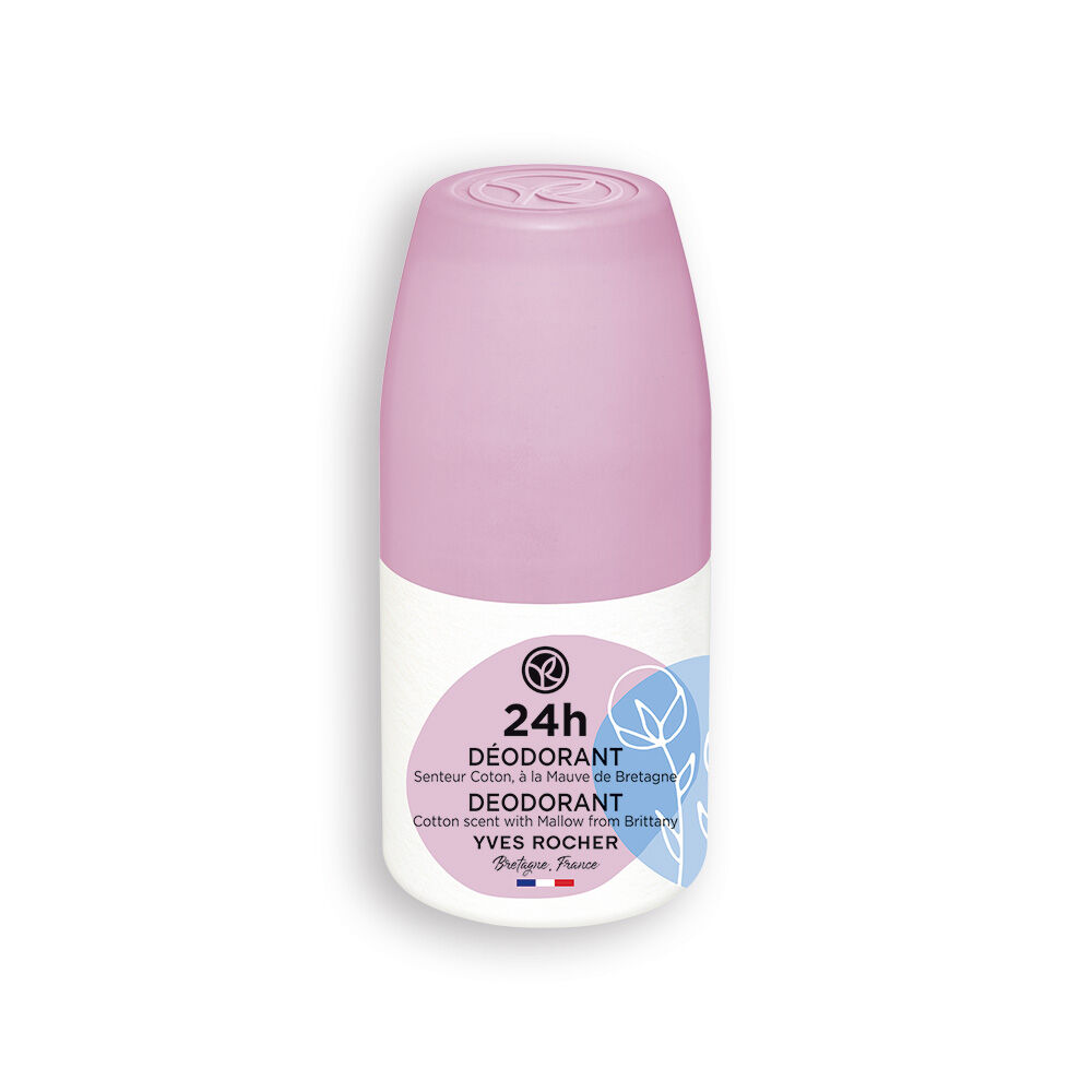 Deodorant roll-on 24h cu parfum de bumbac imbogatit cu nalba din Bretania, 50ml, Yves Rocher Deodorant roll-on 24h cu parfum de bumbac imbogatit cu nalba din Bretania, 50ml, Yves Rocher