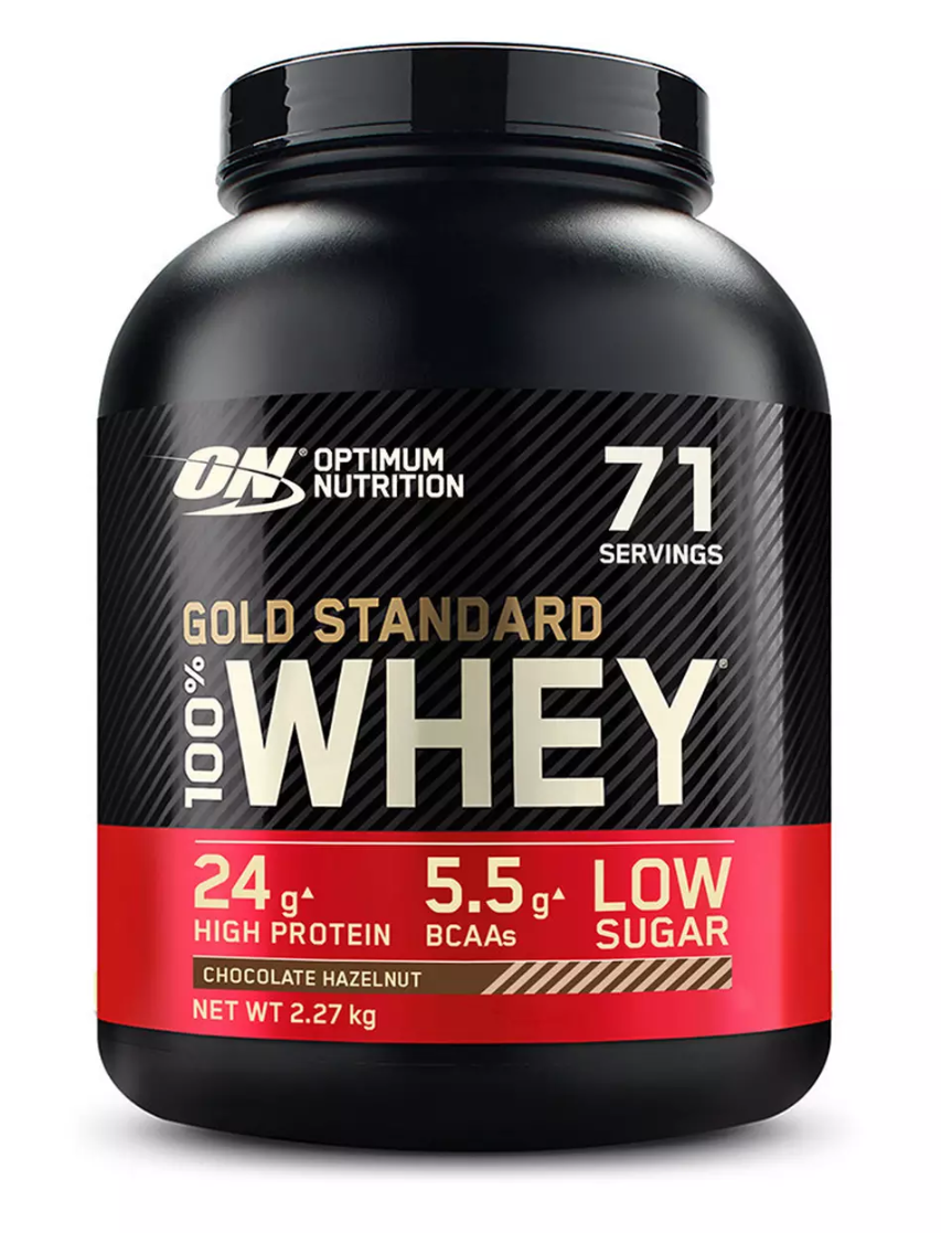 Proteine din zer 100% Whey Gold Standard cu aroma de ciocolata si alune, 2.27kg, Optimum Nutrition Proteine din zer 100% Whey Gold Standard cu aroma de ciocolata si alune, 2.27kg, Optimum Nutrition
