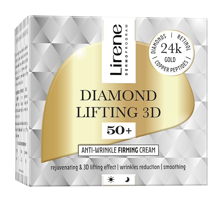 Crema anti-rid cu efect de fermitate 50+ pentru zi si noapte Diamond Lifting 3D, 50ml, Lirene Crema anti-rid cu efect de fermitate 50+ pentru zi si noapte Diamond Lifting 3D, 50ml, Lirene
