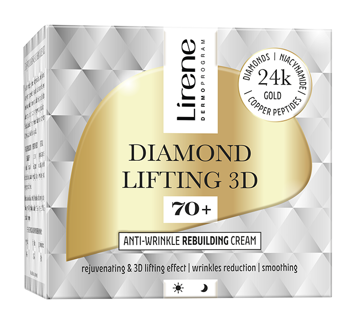 Crema reconstructie anti-rid 70+ pentru zi si noapte Diamond Lifting 3D, 50ml, Lirene Crema reconstructie anti-rid 70+ pentru zi si noapte Diamond Lifting 3D, 50ml, Lirene