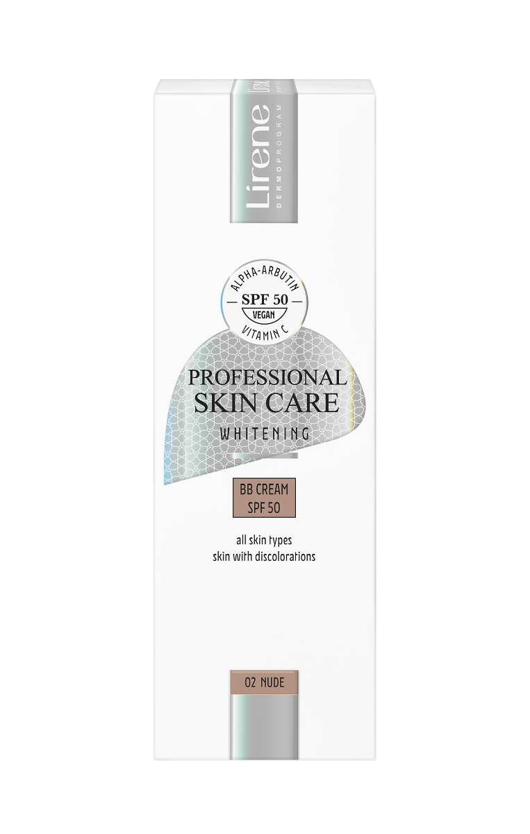 Crema BB uniformizare nuanta ten SPF50 Nuanta 02 Nude Whitening, 30ml, Lirene