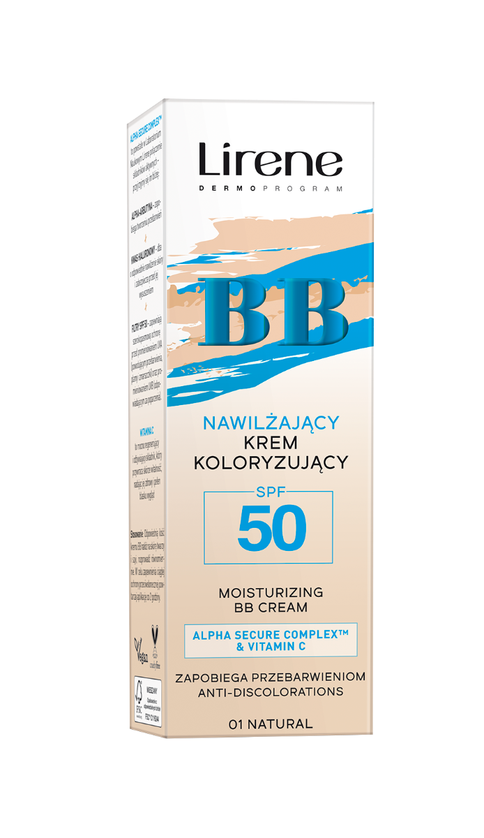 Crema BB hidratanta anti-depigmentare cu SPF50 01 Natural, 30ml, Lirene Crema BB hidratanta anti-depigmentare cu SPF50 01 Natural, 30ml, Lirene