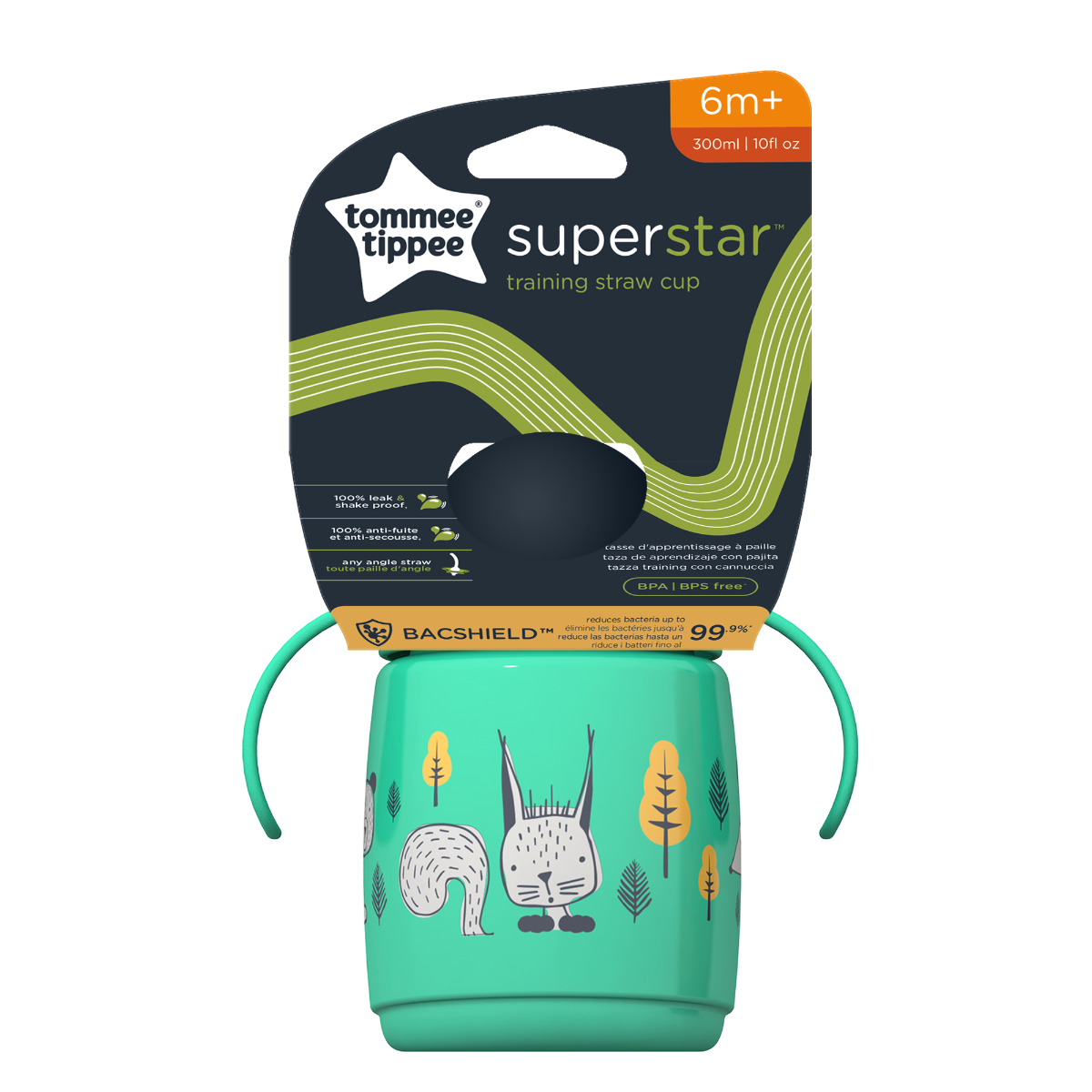 Cana cu pai si protectie Bacshield™ pentru +6 luni Verde, 300ml, Tommee Tippee Cana cu pai si protectie Bacshield™ pentru +6 luni Verde, 300ml, Tommee Tippee