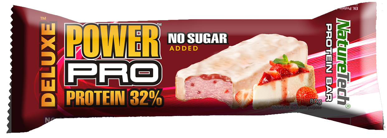 Baton energizant Strawberry Cheesecake Power Pro Deluxe, 80g, Nature Tech Baton energizant Strawberry Cheesecake Power Pro Deluxe, 80g, Nature Tech