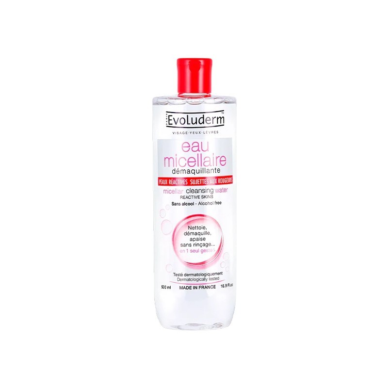 Apa micelara pentru demachierea tenului predispus la roseata, 500ml, Evoluderm Apa micelara pentru demachierea tenului predispus la roseata, 500ml, Evoluderm