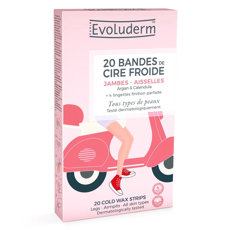 Benzi depilatoare cu ceara rece pentru picioare si axile, 20 bucati, Evoluderm Benzi depilatoare cu ceara rece pentru picioare si axile, 20 bucati, Evoluderm