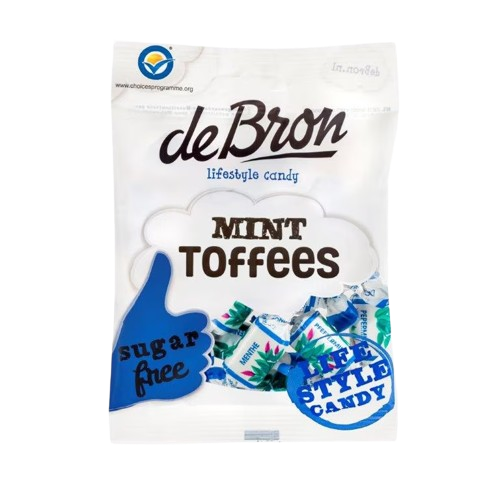 Caramele moi cu aroma de menta fara zahar si fara gluten, 90g, Debron Caramele moi cu aroma de menta fara zahar si fara gluten, 90g, Debron