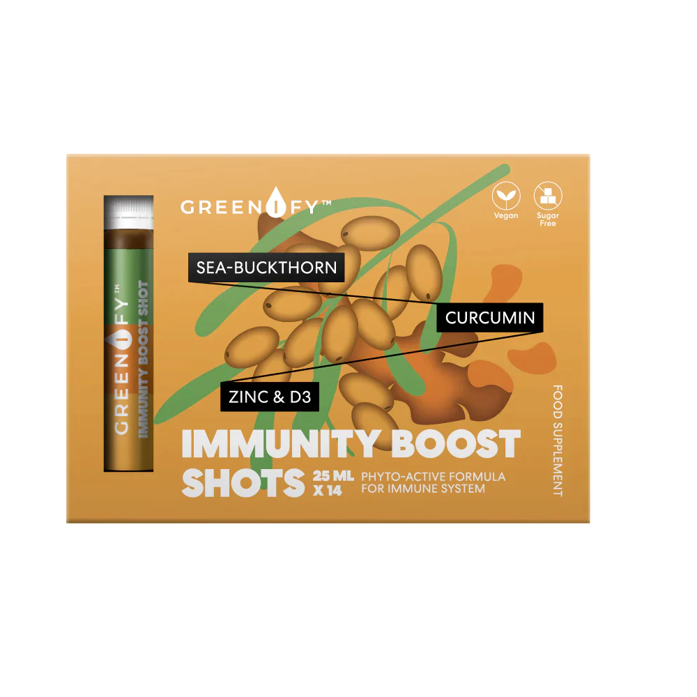 Boost pentru imunitate cu catina si turmeric, 25ml x 14 fiole buvabile, Greenify Boost pentru imunitate cu catina si turmeric, 25ml x 14 fiole buvabile, Greenify