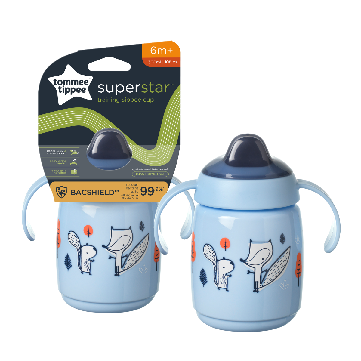 Cana Sippee cu protectie Bacshiled™ pentru +6 luni Albastra, 300ml, Tommee Tippee Cana Sippee cu protectie Bacshiled™ pentru +6 luni Albastra, 300ml, Tommee Tippee