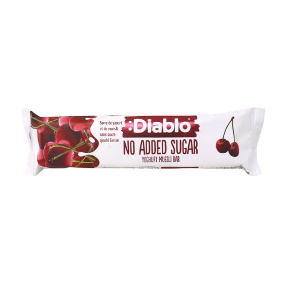 Baton fara zahar de cereale cu cirese si invelis de iaurt, 30g, Diablo Baton fara zahar de cereale cu cirese si invelis de iaurt, 30g, Diablo