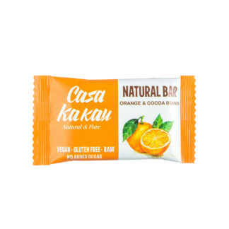 Baton raw vegan fara zahar cu portocale si boabe de cacao, 30g, Casa Kakau Baton raw vegan fara zahar cu portocale si boabe de cacao, 30g, Casa Kakau