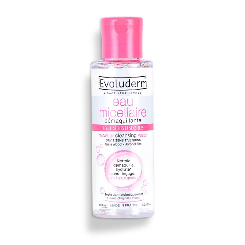 Apa micelara demachianta pentru ten uscat si sensibil, 100ml, Evoluderm Apa micelara demachianta pentru ten uscat si sensibil, 100ml, Evoluderm