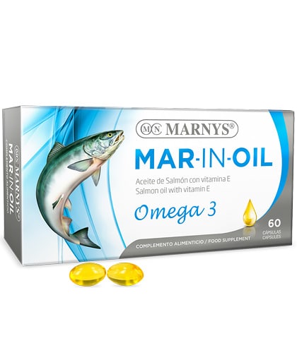 Ulei de Somon MAR-IN-OIL cu Omega 3 + Vitamina E, 60 capsule, Marnys Ulei de Somon MAR-IN-OIL cu Omega 3 + Vitamina E, 60 capsule, Marnys