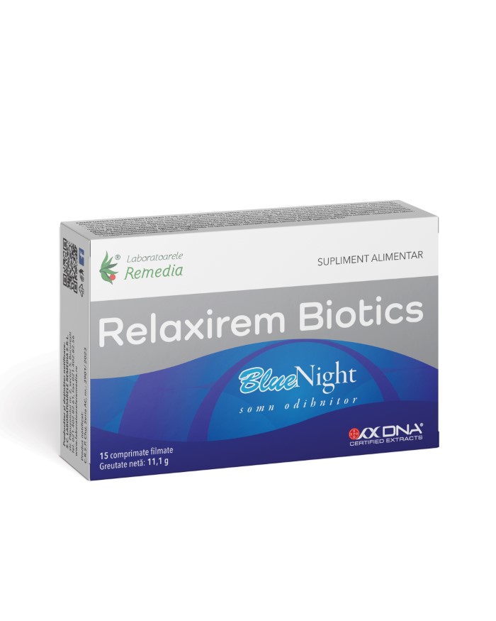 Relaxirem Biotics Bluenight, 15 comprimate filmate, Laboratoarele Remedia Relaxirem Biotics Bluenight, 15 comprimate filmate, Laboratoarele Remedia