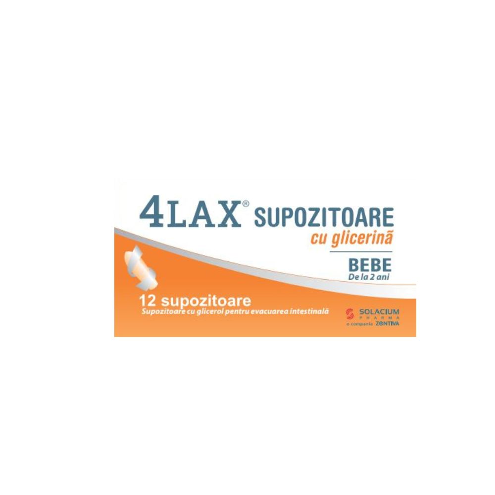 Supozitoare cu glicerina pentru bebe de la 2 ani 4Lax, 12 supozitoare, Solacium Supozitoare cu glicerina pentru bebe de la 2 ani 4Lax, 12 supozitoare, Solacium
