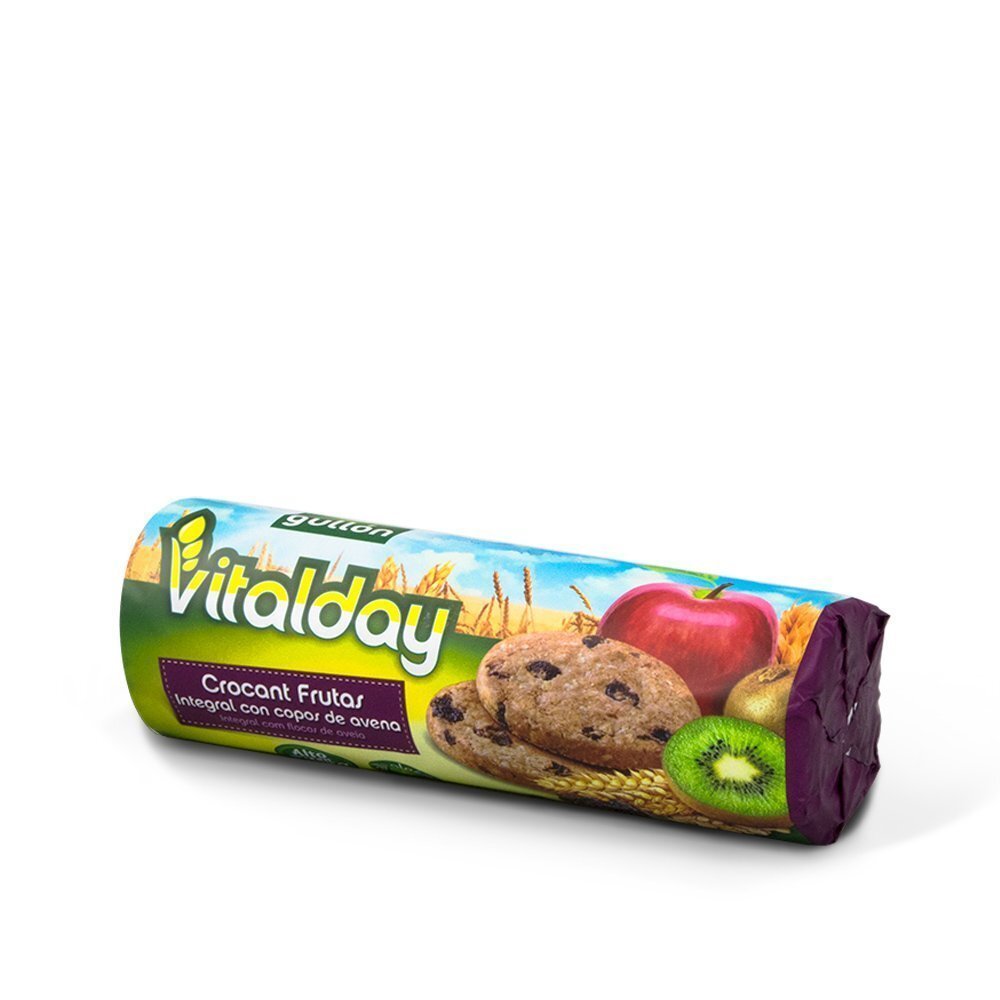 Biscuiti crocanti din cereale integrale si fulgi de ovaz cu fructe Vitalday, 300g, Gullon Biscuiti crocanti din cereale integrale si fulgi de ovaz cu fructe Vitalday, 300g, Gullon