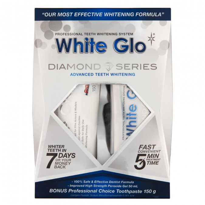 Kit pentru albire dentara Diamond Series, gel de albire 50ml + pasta de dinti 100ml, White Glo Kit pentru albire dentara Diamond Series, gel de albire 50ml + pasta de dinti 100ml, White Glo