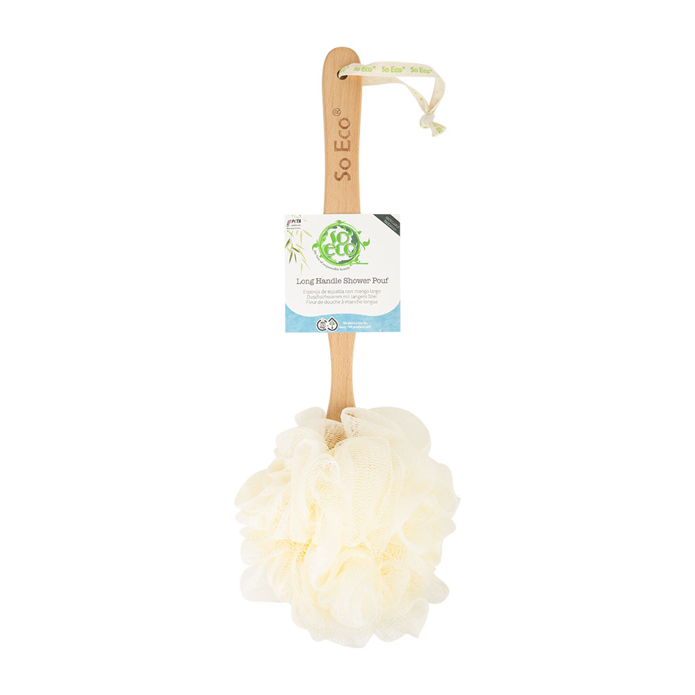 Burete ecologic tip loofah pentru dus cu maner lung, 1 bucata, So Eco Burete ecologic tip loofah pentru dus cu maner lung, 1 bucata, So Eco