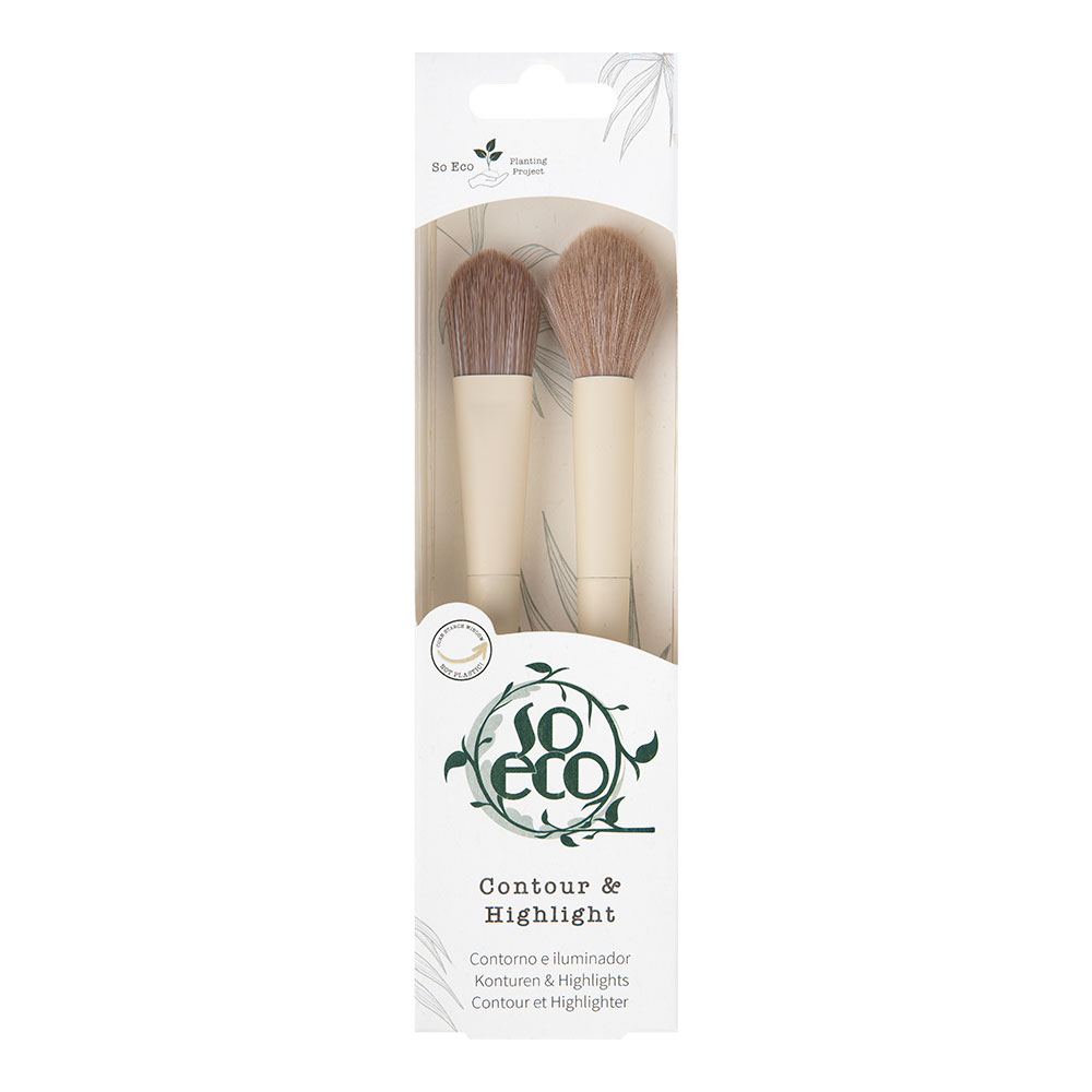 Set 2 pensule ecologice pentru Contour & Highlight, 1 bucata, So Eco Set 2 pensule ecologice pentru Contour & Highlight, 1 bucata, So Eco