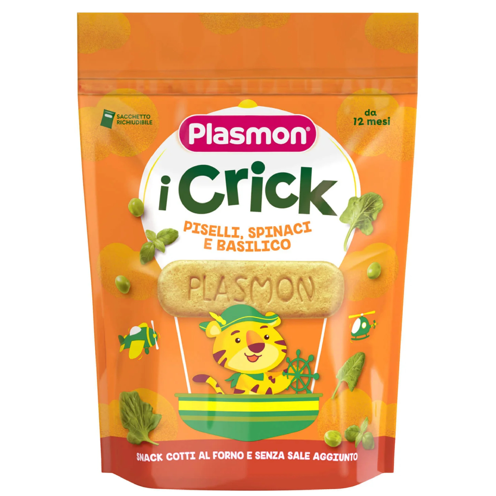 Biscuiti cu spanac, mazare si busuioc +12 luni Crick, 100g, Plasmon Biscuiti cu spanac, mazare si busuioc +12 luni Crick, 100g, Plasmon