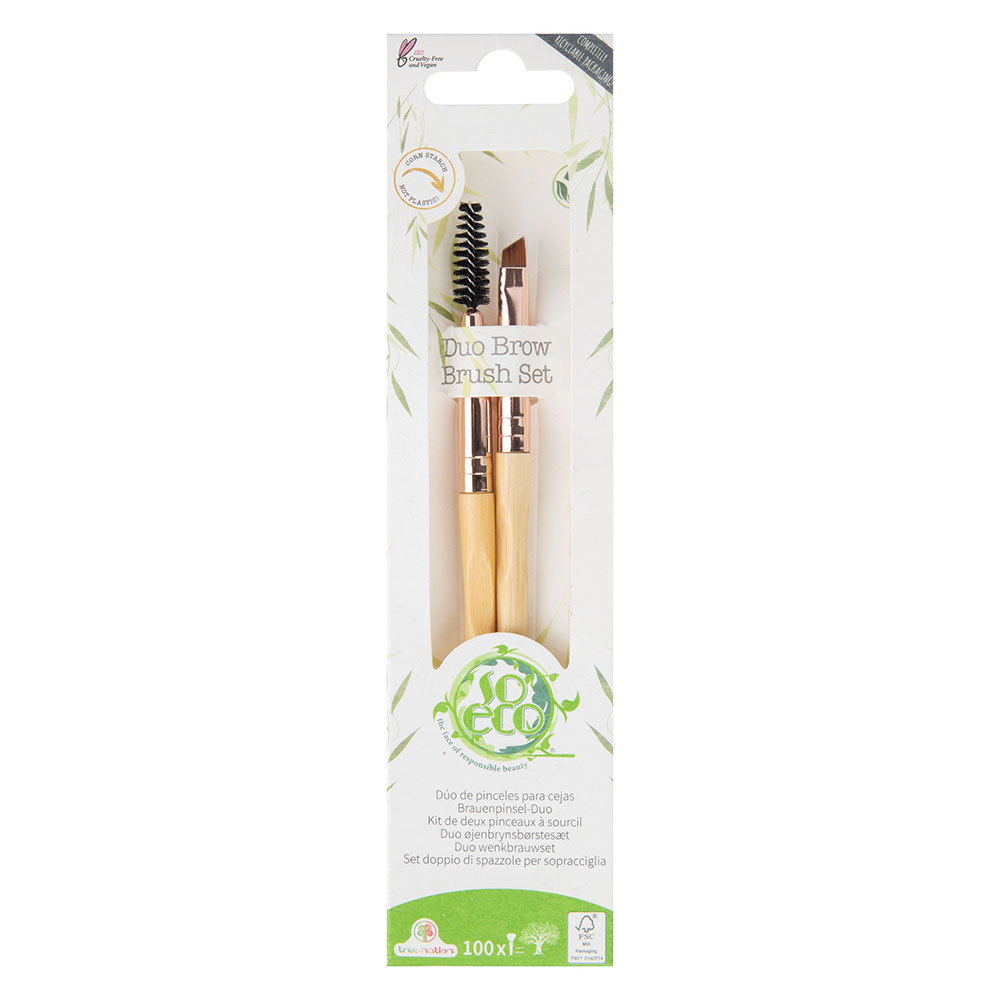 Set 2 pensule ecologice pentru aranjarea si definirea sprancenelor, 1 bucata, So Eco Set 2 pensule ecologice pentru aranjarea si definirea sprancenelor, 1 bucata, So Eco
