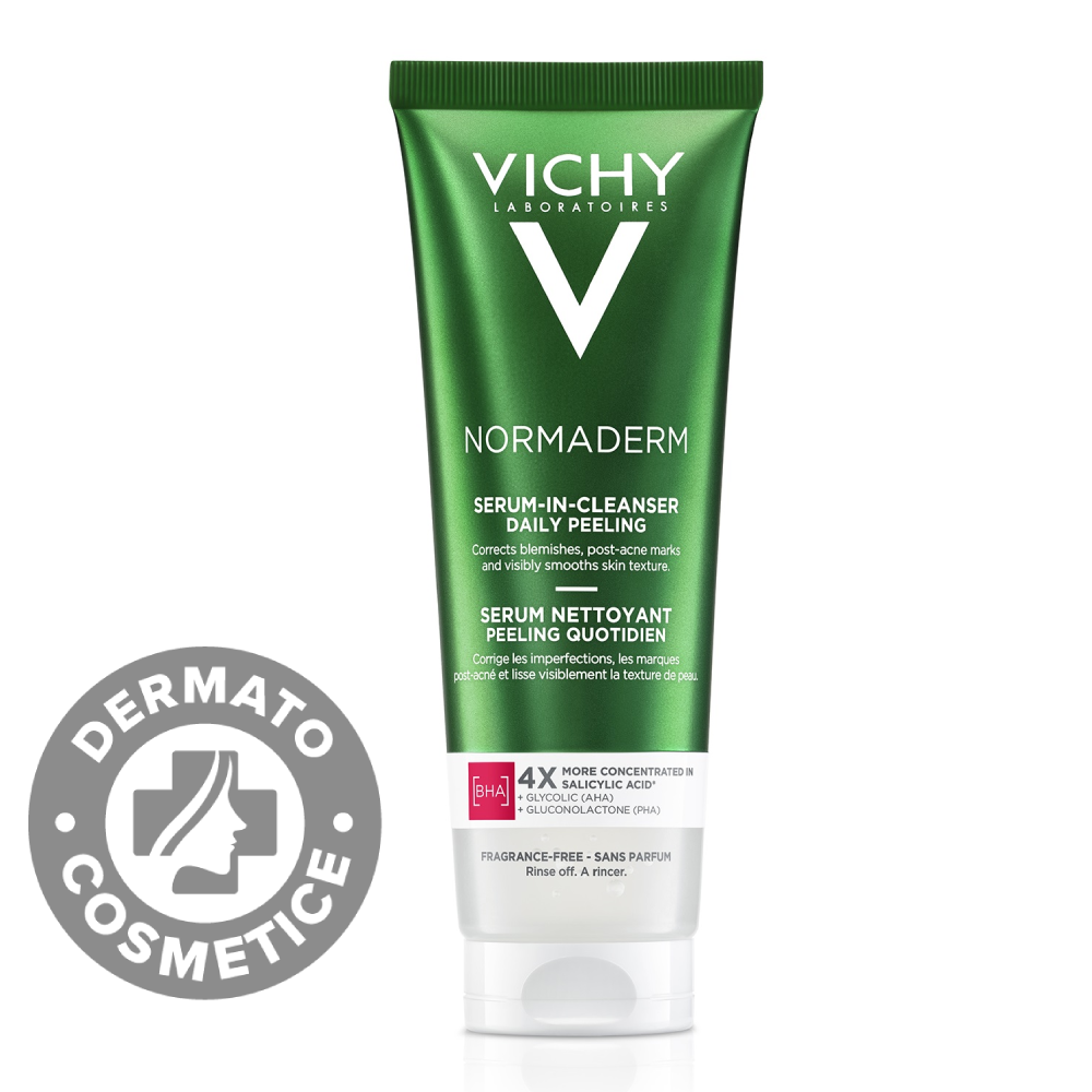 Serum de curatare exfoliant zilnic cu acid salicilic pentru ten gras cu tendinta acneica Normaderm, 125ml, Vichy Serum de curatare exfoliant zilnic cu acid salicilic pentru ten gras cu tendinta acneica Normaderm, 125ml, Vichy