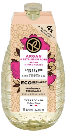 Rezerva gel de dus cu argan si trandafir bio, 600ml, Yves Rocher Rezerva gel de dus cu argan si trandafir bio, 600ml, Yves Rocher