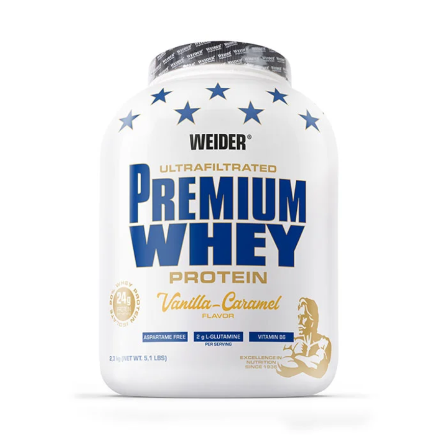 Pudra proteica cu aroma de Vanilla-Caramel Premium Whey, 2300g, Weider Pudra proteica cu aroma de Vanilla-Caramel Premium Whey, 2300g, Weider