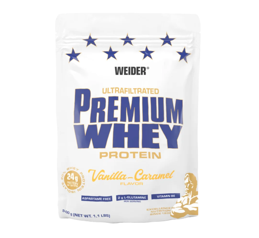 Pudra proteica cu aroma de Vanilla-Caramel Premium Whey, 500g, Weider Pudra proteica cu aroma de Vanilla-Caramel Premium Whey, 500g, Weider