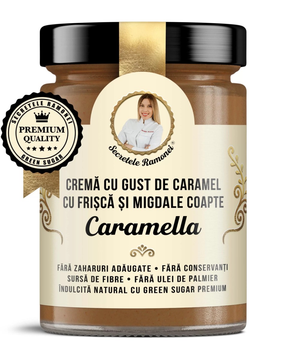 Crema tartinabila cu migdale Caramella Secretele Ramonei, 350g, Laboratoarele Remedia Crema tartinabila cu migdale Caramella Secretele Ramonei, 350g, Laboratoarele Remedia