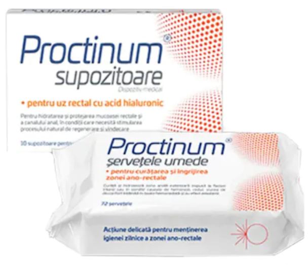 Pachet Proctinum 10 supozitoare + Servetele umede 72 bucati Gratuit, Zdrovit