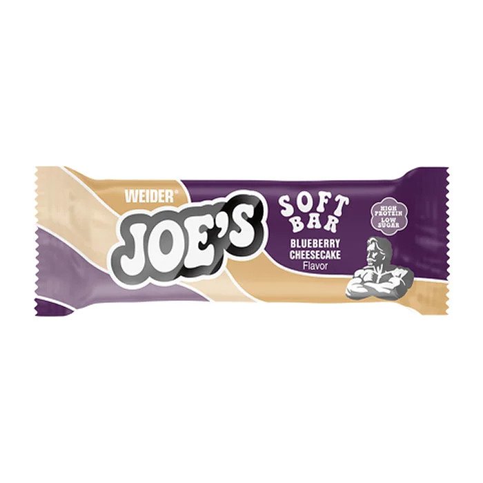 Baton proteic vegan cu aroma de Blueberry Cheesecake Joe's Soft Bar, 50g, Weider Baton proteic vegan cu aroma de Blueberry Cheesecake Joe's Soft Bar, 50g, Weider