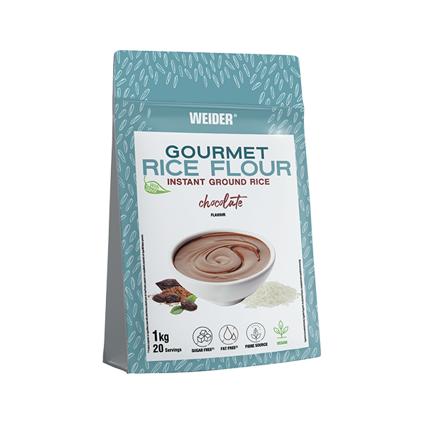 Faina de orez cu aroma de ciocolata Gourmet Rice Flour, 1000g, Weider Faina de orez cu aroma de ciocolata Gourmet Rice Flour, 1000g, Weider