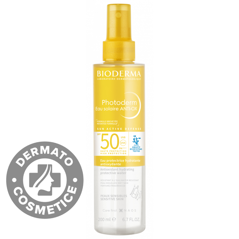 Apa de protectie solara antioxidanta SPF50 Photoderm Anti-OX, 200ml, Bioderma Apa de protectie solara antioxidanta SPF50 Photoderm Anti-OX, 200ml, Bioderma