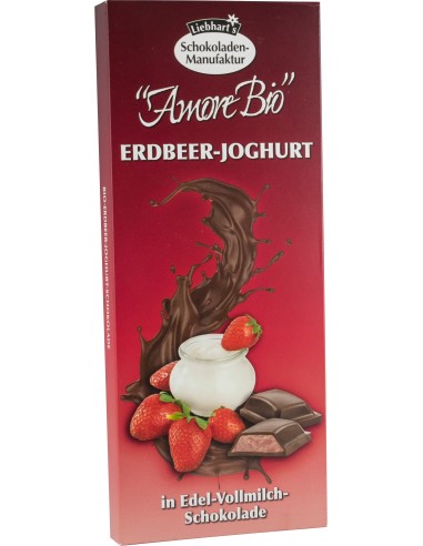Ciocolata cu lapte umpluta cu iaurt de capsuni, 100g, Liebhart’s Amore Bio Ciocolata cu lapte umpluta cu iaurt de capsuni, 100g, Liebhart’s Amore Bio
