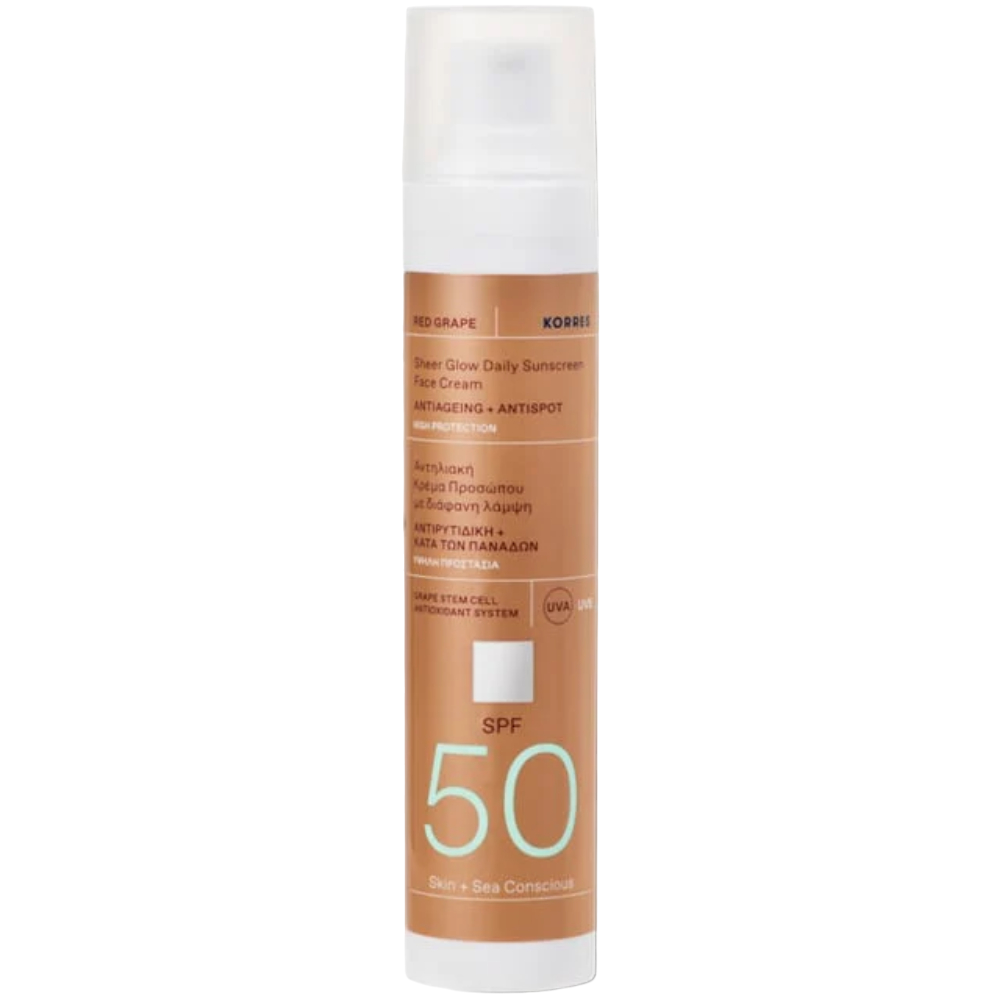 Crema iluminatoare Red Grape Sheer Glow Finish SPF 50, 50ml, Korres Crema iluminatoare Red Grape Sheer Glow Finish SPF 50, 50ml, Korres