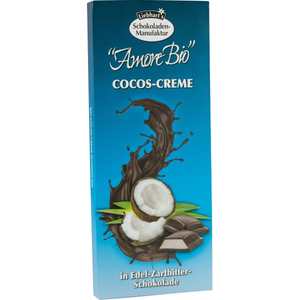 Ciocolata amaruie cu crema de cocos, 100g, Liebhart’s Amore Bio Ciocolata amaruie cu crema de cocos, 100g, Liebhart’s Amore Bio
