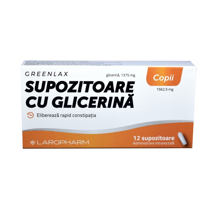 Supozitoare cu glicerina pentru copii Greenlax, 12 bucati, Laropharm Supozitoare cu glicerina pentru copii Greenlax, 12 bucati, Laropharm