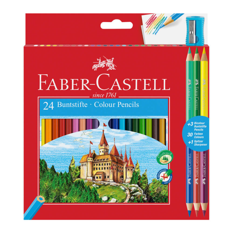 Creioane Colorate Faber-Castell Eco, 27 Buc/Set, 24 Creioane Colorate + 3 Creioane Bicolore Creioane Colorate Faber-Castell Eco, 27 Buc/Set, 24 Creioane Colorate + 3 Creioane Bicolore