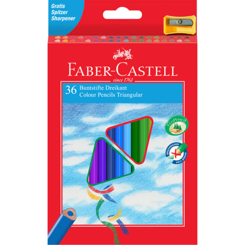 Creioane Colorate Faber-Castell Eco, 36 Buc/Set, Forma Triunghiulara Creioane Colorate Faber-Castell Eco, 36 Buc/Set, Forma Triunghiulara