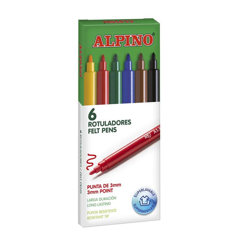 Carioca Lavabila, 6 Culori/cutie, Alpino Standard - Culori Clasice Carioca Lavabila, 6 Culori/cutie, Alpino Standard - Culori Clasice