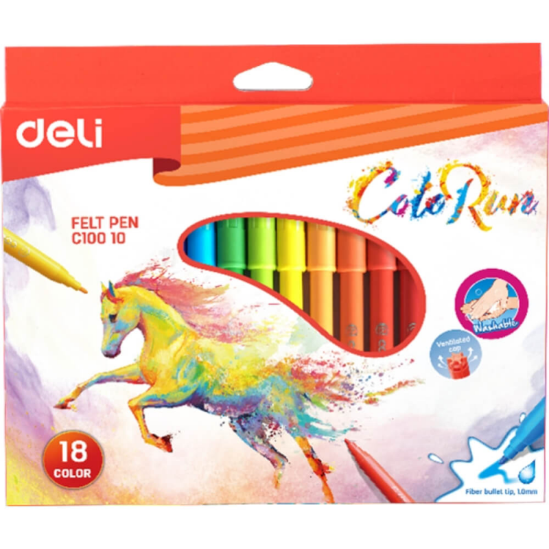 Set 18 Carioci Diverse Culori, Deli ColoRun, 1 mm Varf, Carioci Diverse Culori Deli Set 18 Carioci Diverse Culori, Deli ColoRun, 1 mm Varf, Carioci Diverse Culori Deli