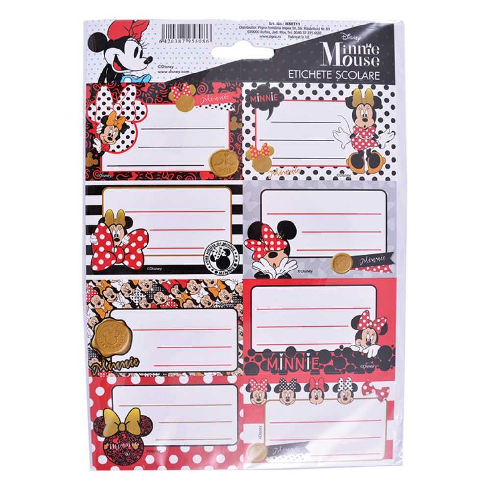 Etichete Scolare pentru Fete, Model Minnie, 40 buc/set, Culoare Multicolor Etichete Scolare pentru Fete, Model Minnie, 40 buc/set, Culoare Multicolor
