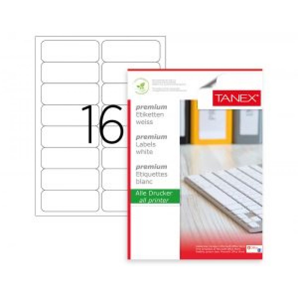 Etichete Albe Autoadezive, Repozitionabile, 16/a4, 99.1 X 34mm, 25 Coli/top, Tanex-colturi Rotunjite Etichete Albe Autoadezive, Repozitionabile, 16/a4, 99.1 X 34mm, 25 Coli/top, Tanex-colturi Rotunjite