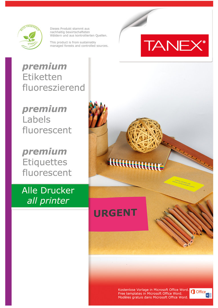 Etichete Color Autoadezive, 24/a4, 64 X 34mm, 25 Coli/top, Tanex - Galben Fluorescent Etichete Color Autoadezive, 24/a4, 64 X 34mm, 25 Coli/top, Tanex - Galben Fluorescent