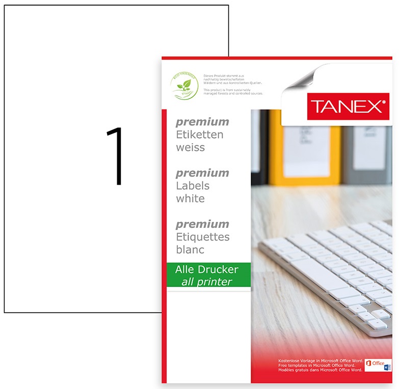 Etichete Polyester Albe, Autoadezive, 1/a4, 210 X 297mm, 25 Coli/top, Tanex - Colturi Drepte Etichete Polyester Albe, Autoadezive, 1/a4, 210 X 297mm, 25 Coli/top, Tanex - Colturi Drepte