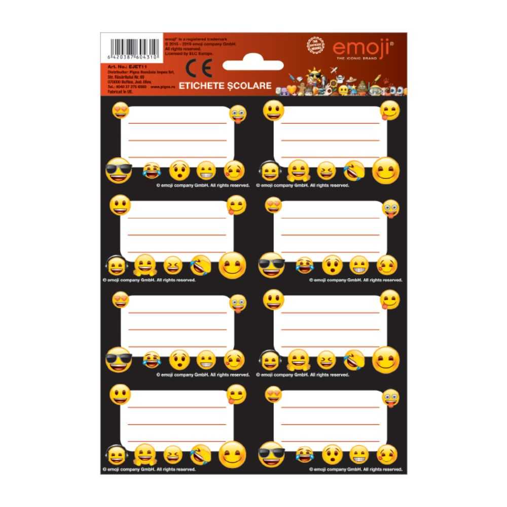 Etichete Scolare pentru Baieti, Model Emoji, 40 buc/set, Culoare Multicolor Etichete Scolare pentru Baieti, Model Emoji, 40 buc/set, Culoare Multicolor