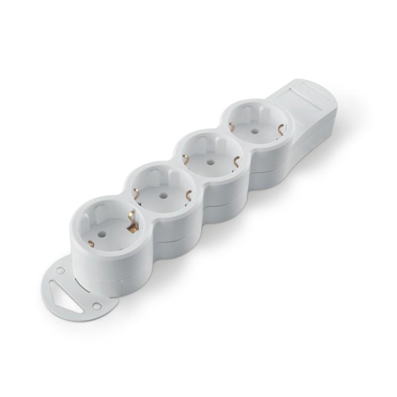 Prelungitor fara cablu, 4x2P+E 16A, fara intrerupator, alb, Scame Prelungitor fara cablu, 4x2P+E 16A, fara intrerupator, alb, Scame