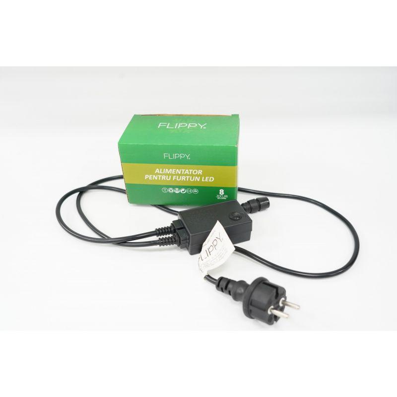 Alimentator furtun luminos, IP44, pentru instalatie Craciun rezista pana la 50 m, eMazing, 8 jocuri de lumini, fir negru Alimentator furtun luminos, IP44, pentru instalatie Craciun rezista pana la 50 m, eMazing, 8 jocuri de lumini, fir negru